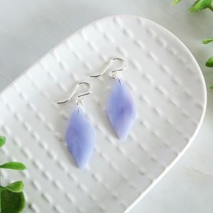 Purple Petal Dangle Earrings - Sterling Silver